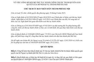 Quyết định 407/QĐ-UBND công bố thủ tục hành chính bị bãi bỏ Sở Ngoại vụ Hà Nội 2016