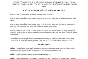 Quyết định 324/QĐ-UBND công bố thủ tục hành chính lĩnh vực đất đai của Sở Tài nguyên Thanh Hóa