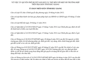 Quyết định 02/2016/QĐ-UBND ủy quyền phê duyệt giá đất cụ thể một số trường hợp Bắc Giang