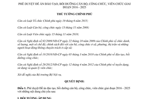 Quyết định 163/QĐ-TTg đào tạo bồi dưỡng cán bộ công chức viên chức 2016