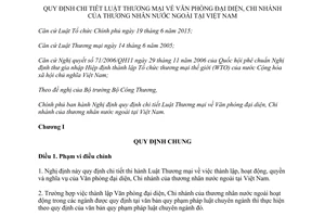 Nghị định 07/2016/NĐ-CP quy định chi tiết văn phòng đại diện chi nhánh thương nhân nước ngoài