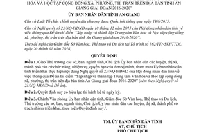 Quyết định số 149/QĐ-UBND 2016 sáp nhập thành lập Trung tâm Văn hóa và Học tập cộng đồng An Giang