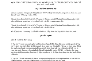 Quyết định 70/QĐ-BNV chức năng nhiệm vụ quyền hạn cơ cấu tổ chức của Tạp chí Tổ chức nhà nước 2016