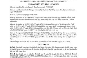 Quyết định 06/2016/QĐ-UBND bảng giá chuẩn nhà xây dựng mới tỷ lệ phần trăm chất lượng Lạng Sơn