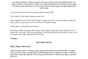 Thông tư 07/2016/TT-BQP phong quân hàm cao nhất hạ sĩ quan binh sĩ Quân đội