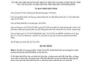 Quyết định 07/2016/QĐ-UBND sửa đổi phí lệ phí tài nguyên môi trường Bình Định