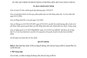 Quyết định 10/2016/QĐ-UBND phí sử dụng lề đường bến bãi cảng cá Đề Gi huyện Phù Cát Bình Định