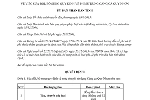 Quyết định 13/2016/QĐ-UBND phí sử dụng cảng cá Quy Nhơn Bình Định