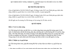 Quyết định 67/QĐ-BNV chức năng nhiệm vụ quyền hạn và cơ cấu tổ chức của vụ tiền lương 2016