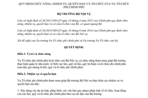 Quyết định 71/QĐ-BNV chức năng nhiệm vụ quyền hạn cơ cấu tổ chức của Vụ Tổ chức phi chính phủ 2016