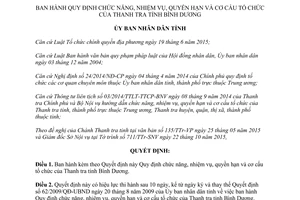 Quyết định 02/2016/QĐ-UBND nhiệm vụ quyền hạn tổ chức Thanh tra Bình Dương