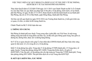 Kết luận thanh tra 14/KL-TTrB thực hiện quy định thu phí y tế dự phòng kiểm dịch y tế Hải Phòng 2016