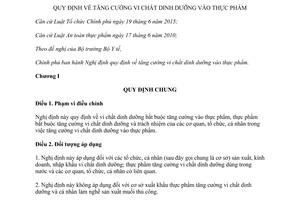 Nghị định 09/2016/NĐ-CP tăng cường vi chất dinh dưỡng vào thực phẩm