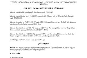 Quyết định 196/QĐ-UBND mạng lưới trường học huyện Đạ Tẻh tỉnh Lâm Đồng 2020