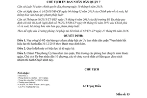 Quyết định 310/QĐ-UBND công bố văn bản quy phạm pháp luật quận 7 Hồ Chí Minh hết hiệu lực