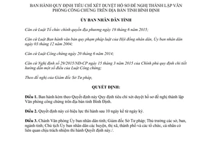 Quyết định 14/2016/QĐ-UBND tiêu chí xét duyệt hồ sơ đề nghị thành lập Văn phòng công chứng Bình Định