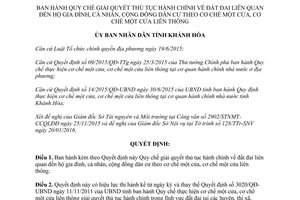 Quyết định 263/QĐ-UBND quy chế giải quyết thủ tục đất đai hộ gia đình cá nhân cơ chế một cửa Khánh Hòa