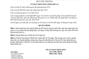 Quyết định 229/QĐ-UBND phổ biến pháp luật hòa giải chuẩn tiếp cận pháp luật hương quy ước Sơn La 2016