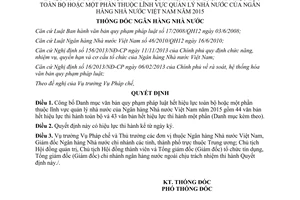 Quyết định 112/QĐ-NHNN văn bản hết hiệu lực quản lý nhà nước 2015 2016