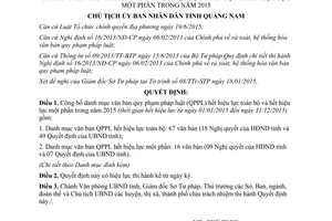 Quyết định 438/QĐ-UBND công bố danh mục văn bản quy phạm pháp luật hết hiệu lực Quảng Nam 2016