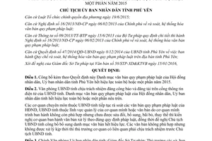 Quyết định 202/QĐ-UBND danh mục văn bản quy phạm pháp luật hết hiệu lực năm 2015 Phú Yên 2016