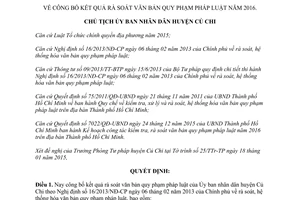 Quyết định 799/QĐ-UBND công bố kết quả rà soát văn bản quy phạm pháp luật Củ Chi Hồ Chí Minh