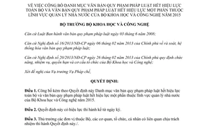 Quyết định 173/QĐ-BKHCN văn bản pháp luật hết hiệu lực 2015 2016