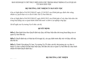 Quyết định 38/QĐ-UBDT 2016 Quy chế thực hiện dân chủ hoạt động cơ quan Ủy ban Dân tộc