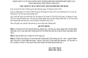 Quyết định 332/QĐ-UBND danh mục văn bản hết hiệu lực Hồ Chí Minh 2015 2016