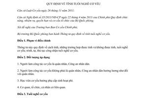 Thông tư 01/2016/TT-BQP tính tuổi nghề cơ yếu