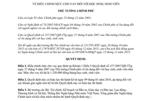 Quyết định 07/QĐ-TTg điều chỉnh mức cho vay học sinh sinh viên 2015