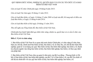 Nghị định 01/2016/NĐ-CP quy định chức năng, nhiệm vụ, quyền hạn và cơ cấu tổ chức của Bảo hiểm xã hội Việt Nam