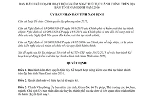 Quyết định số 04/2016/QĐ-UBND hoạt động kiểm soát thủ tục hành chính Nam Định