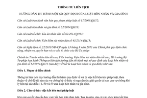 Thông tư liên tịch 01/2016/TTLT-TANDTC-VKSNDTC-BTP hướng dẫn thi hành Luật hôn nhân gia đình