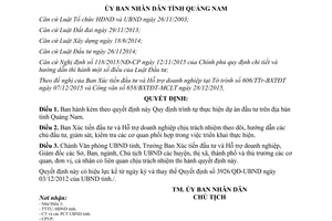 Quyết định 37/QĐ-UBND quy định trình tự thực hiện dự án đầu tư Quảng Nam 2016