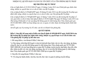 Quyết định 28/QĐ-BTP sửa đổi chức năng nhiệm vụ quyền hạn tổ chức Văn phòng Bộ Tư pháp