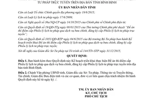 Quyết định 10/QĐ-UBND thí điểm cấp phiếu lý lịch tư pháp qua bưu chính đăng ký trực tuyến Bình Định