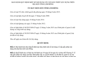 Quyết định 01/2016/QĐ-UBND cấp giấy phép xây dựng Lâm Đồng