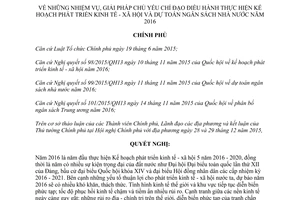 Nghị quyết 01/NQ-CP nhiệm vụ giải pháp chỉ đạo kế hoạch phát triển kinh tế xã hội dự toán ngân sách 2016