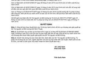 Quyết định 14/QĐ-UBND công bố thủ tục hành chính khoáng sản Sở Tài nguyên Môi trường Ninh Thuận