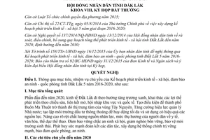 Nghị quyết 186/NQ-HĐND kế hoạch phát triển kinh tế xã hội an ninh quốc phòng Đắk Lắk 2016 2020