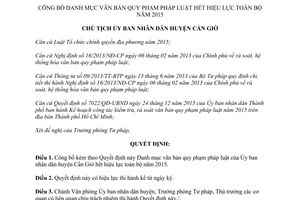 Quyết định 11/QĐ-UBND danh mục văn bản quy phạm pháp luật hết hiệu lực toàn bộ Cần Giờ Hồ Chí Minh