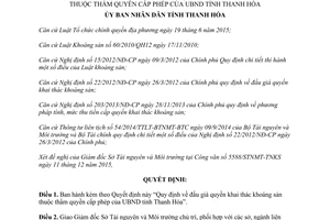 Quyết định 98/2016/QĐ-UBND đấu giá quyền khai thác khoáng sản thuộc thẩm quyền Ủy ban tỉnh Thanh Hóa