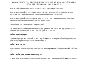 Thông tư 03/2016/TT-BTC thu nộp quản lý sử dụng phí qua phà Kênh Tắt phà Láng Sắt Quốc lộ 53