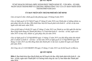 Quyết định 01/QĐ-UBND kế hoạch chỉ đạo điều hành phát triển kinh tế văn hóa xã hội ngân sách Hồ Chí Minh