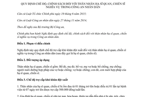 Nghị định 05/2016/NĐ-CP chế độ chính sách thân nhân hạ sĩ quan chiến sĩ nghĩa vụ Công an nhân dân