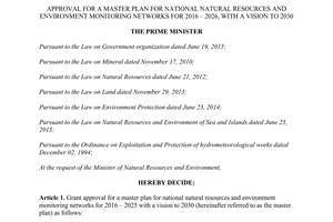 Decision No. 90/QĐ-TTg approval master plan national natural resources environment monitoring networks