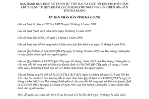 Quyết định 01/2016/QĐ-UBND  hỗ trợ chi phí khám chữa bệnh quỹ khám chữa bệnh người nghèo Hà Giang