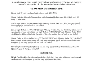 Quyết định 01/2016/QĐ-UBND vị trí chức năng quyền hạn tổ chức ban quản lý khu công nghiệp Hòa Bình