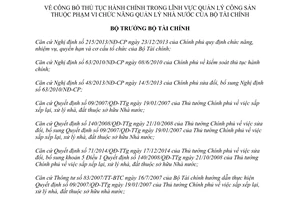 Quyết định 99/QĐ-BTC công bố thủ tục hành chính quản lý công sản